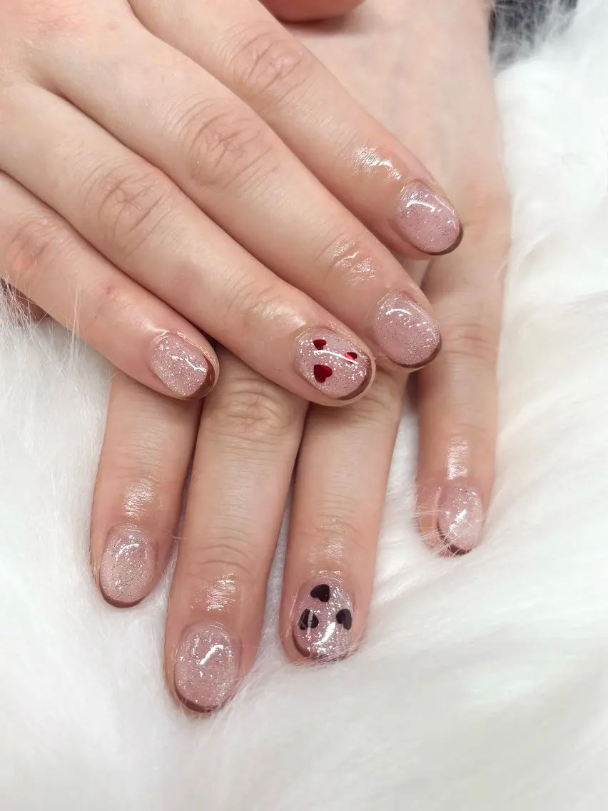 ネイル フラッシュネイル フレンチネイル ハート lealea Ayakaのネイルデザイン
