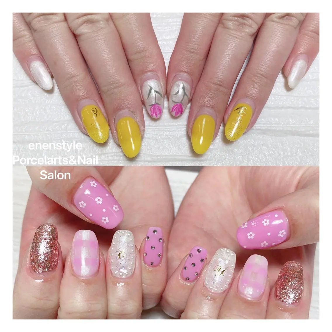 ミディアム ネイル ハンドネイル 🐾enen style 🐾のネイルデザイン