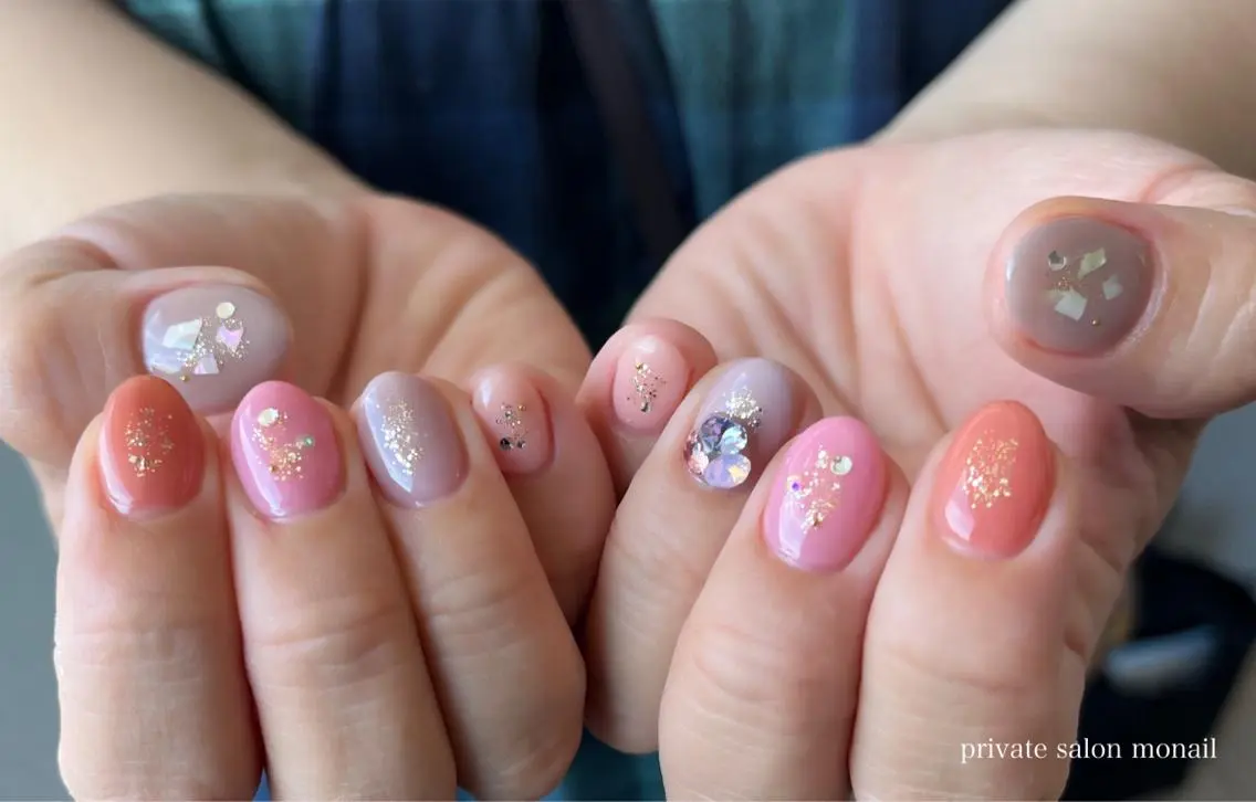 ネイル ストーンネイル ハンドネイル nail salon monailのネイルデザイン