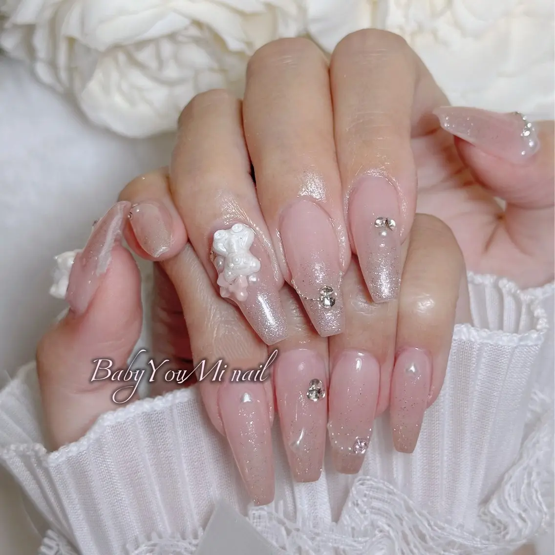 ネイル オーロラネイル 成人式 フットネイル フレンチネイル ジェルネイル ハンドネイル BabyYouMi nailのネイルデザイン