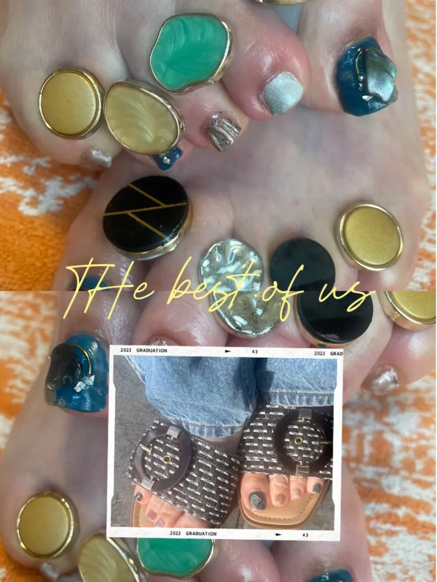 ネイル ブルー フットネイル ミラーネイル ニュアンスネイル NAIL★M 真紀のネイルデザイン