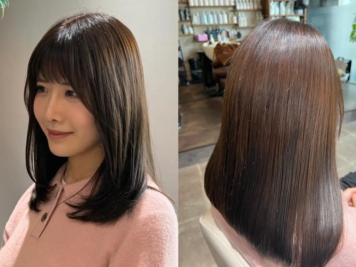 セミロング セミロングパーマ 髪質改善 縮毛矯正 トリートメント 倉谷 恭平のヘアスタイル