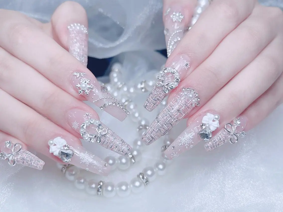 ネイル 成人式 大理石ネイル(マーブル) リボン 夏ネイル ネイルチップ ハンドネイル Mi Na Nail Salonのネイルデザイン