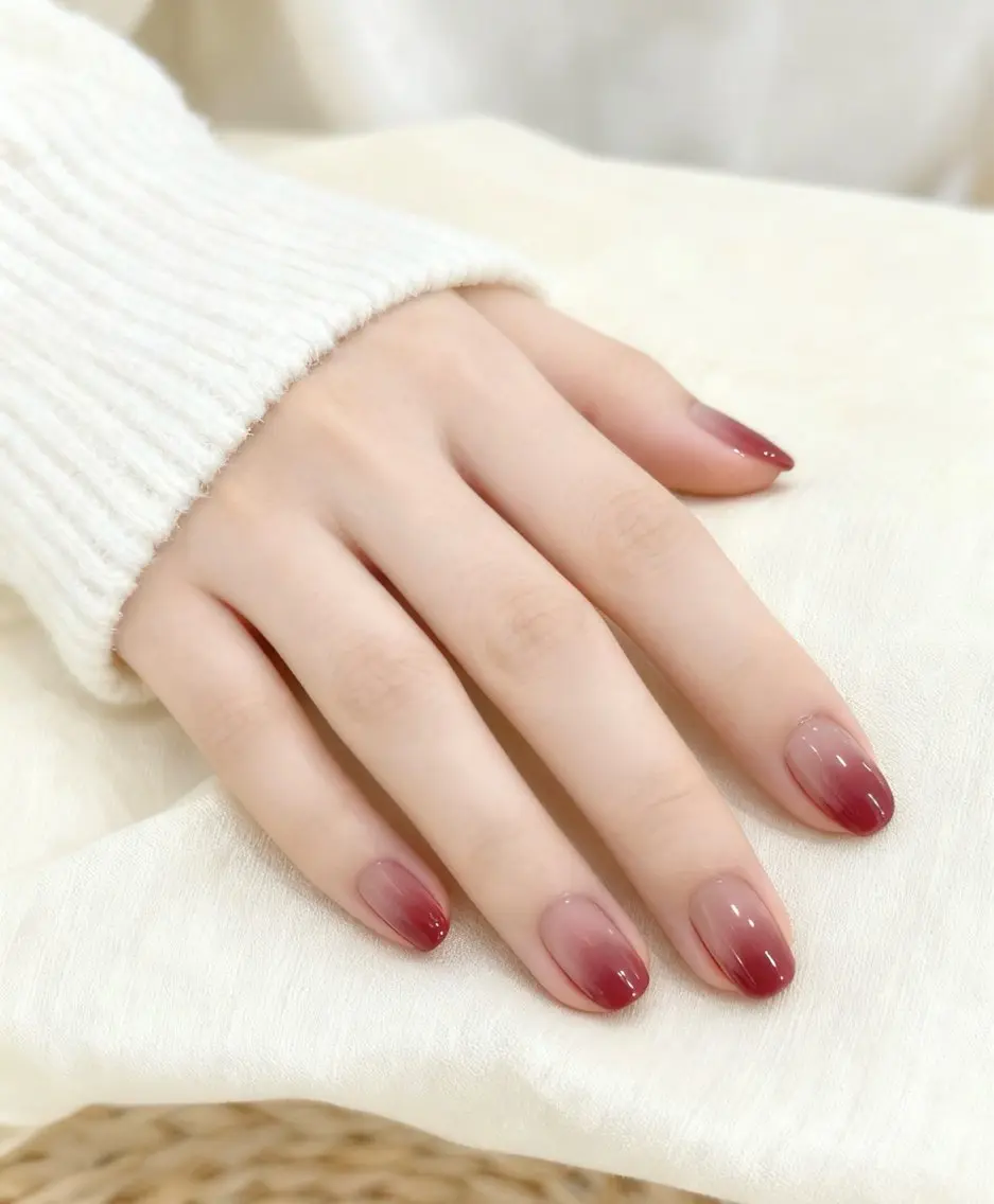 ネイル グラデーション 赤色 ハンドネイル Aura Nail ✨リリ✨のネイルデザイン