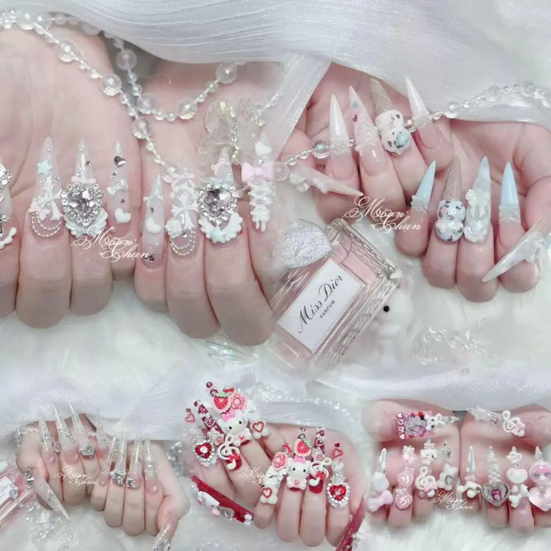 ネイル 長さ出し キラキラネイル 韓国ネイル ロングネイル マグネットネイル ハンドネイル ハンドケア MochiMochi 🎀新宿/長さ出しのネイルデザイン