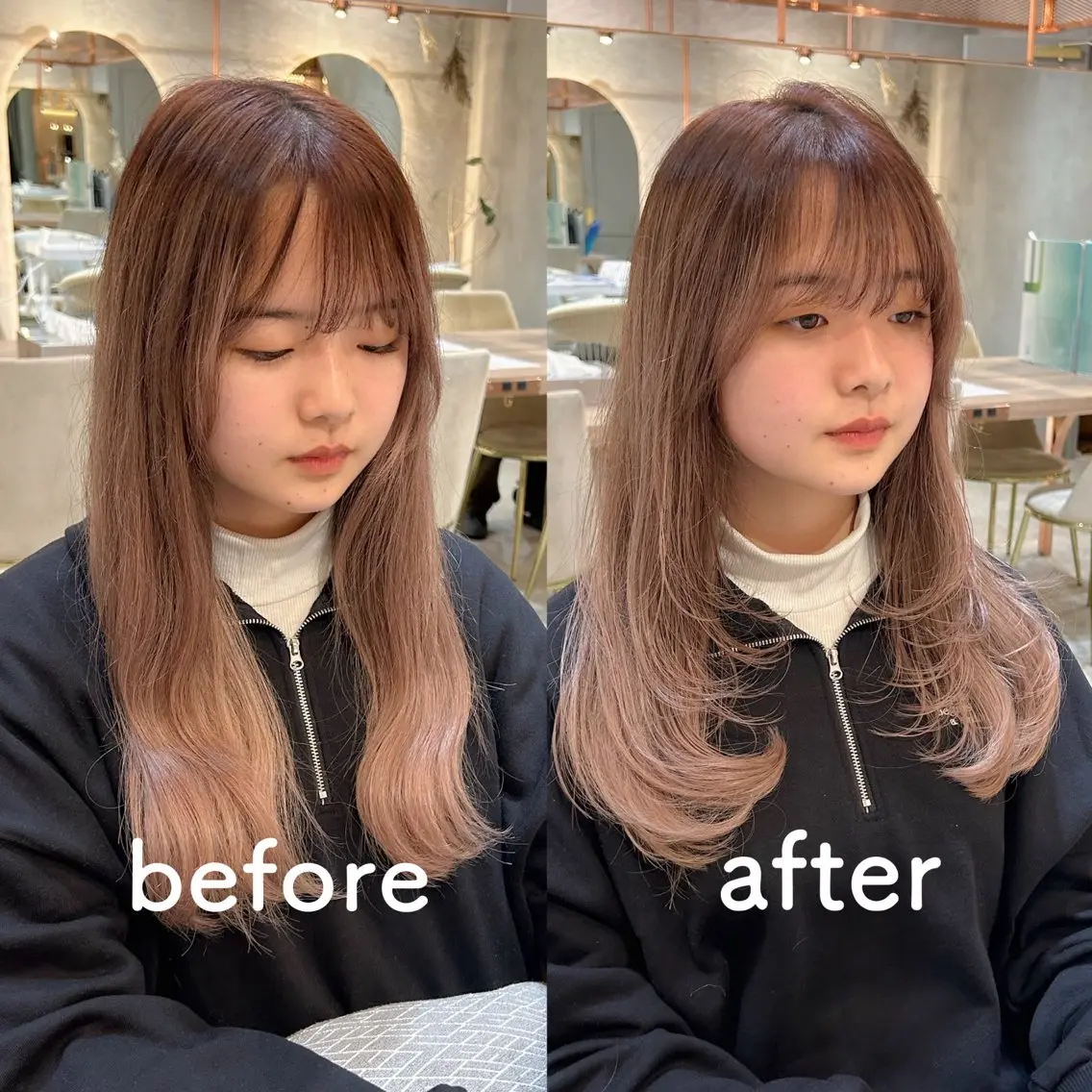 ミディアム ミディアムレイヤー 顔まわりレイヤー レイヤーカット ハッシュカット/韓国 レイヤー/カハナのヘアスタイル