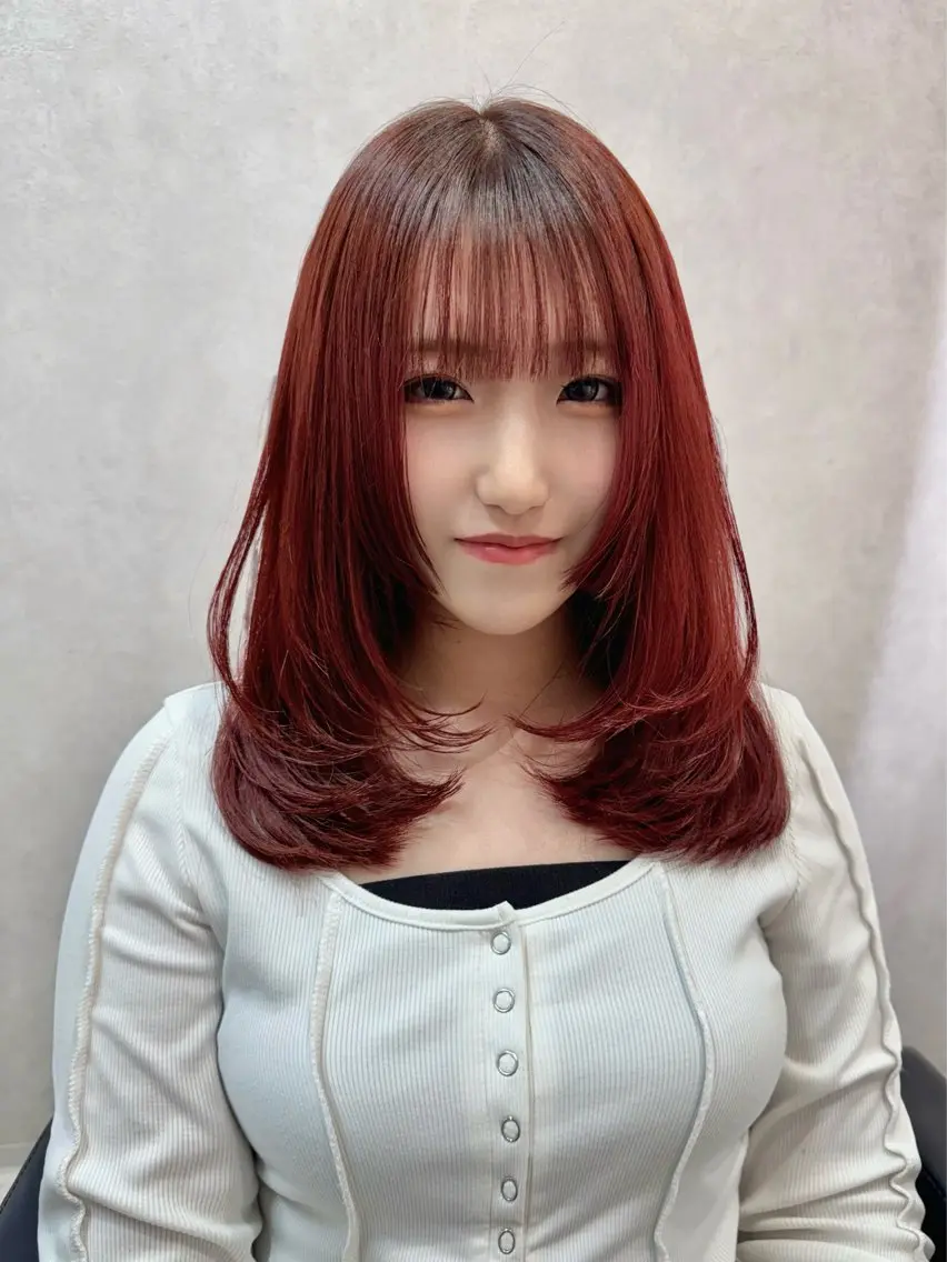 ミディアム カラー カット ヘアカラー トリートメント 《韓国レイヤー特化》 艶髪✨EMIのヘアスタイル