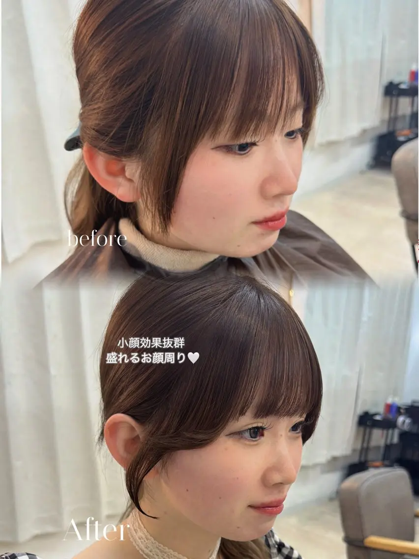 ロング カラー 顔周りカット あみ/暗髪オリ ーブ特化🍃髪質改善のヘアスタイル