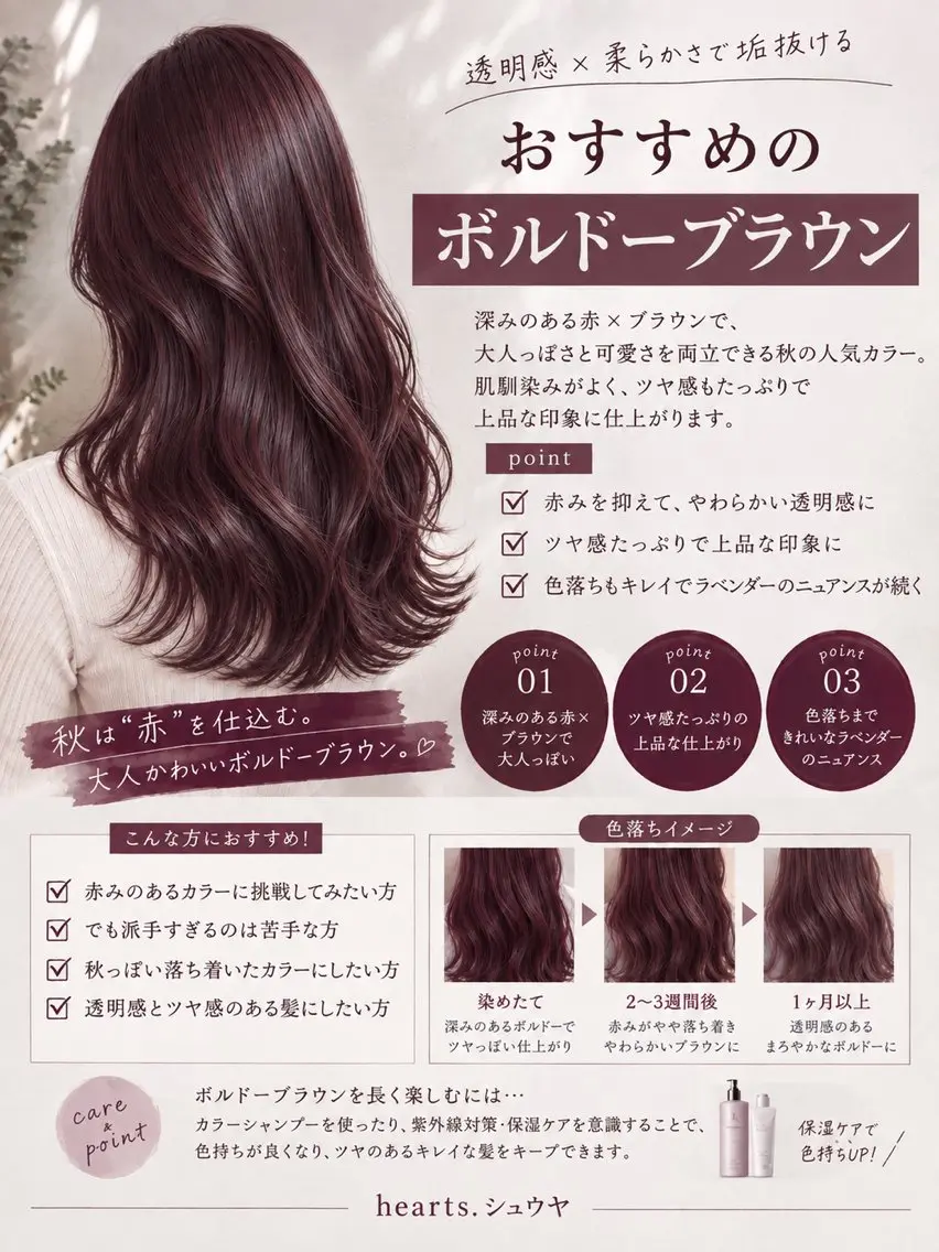 カラー ボルドーカラー ブラウンカラー 美髪✖️透明感カラー / タケシタシュウヤのヘアスタイル