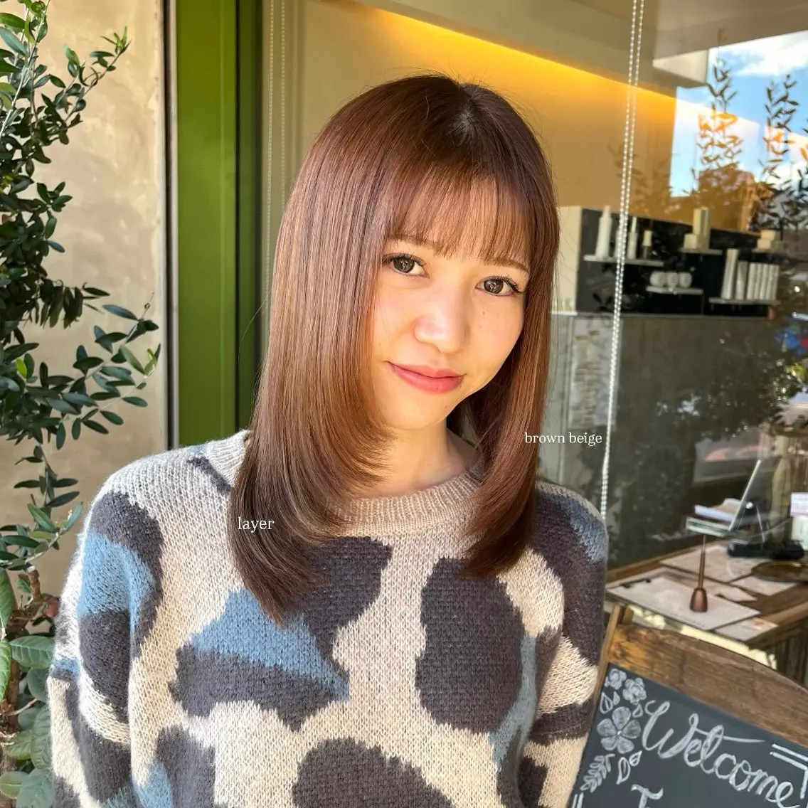 セミロング レイヤー/透明感艶 カラー丸山ななほのヘアスタイル
