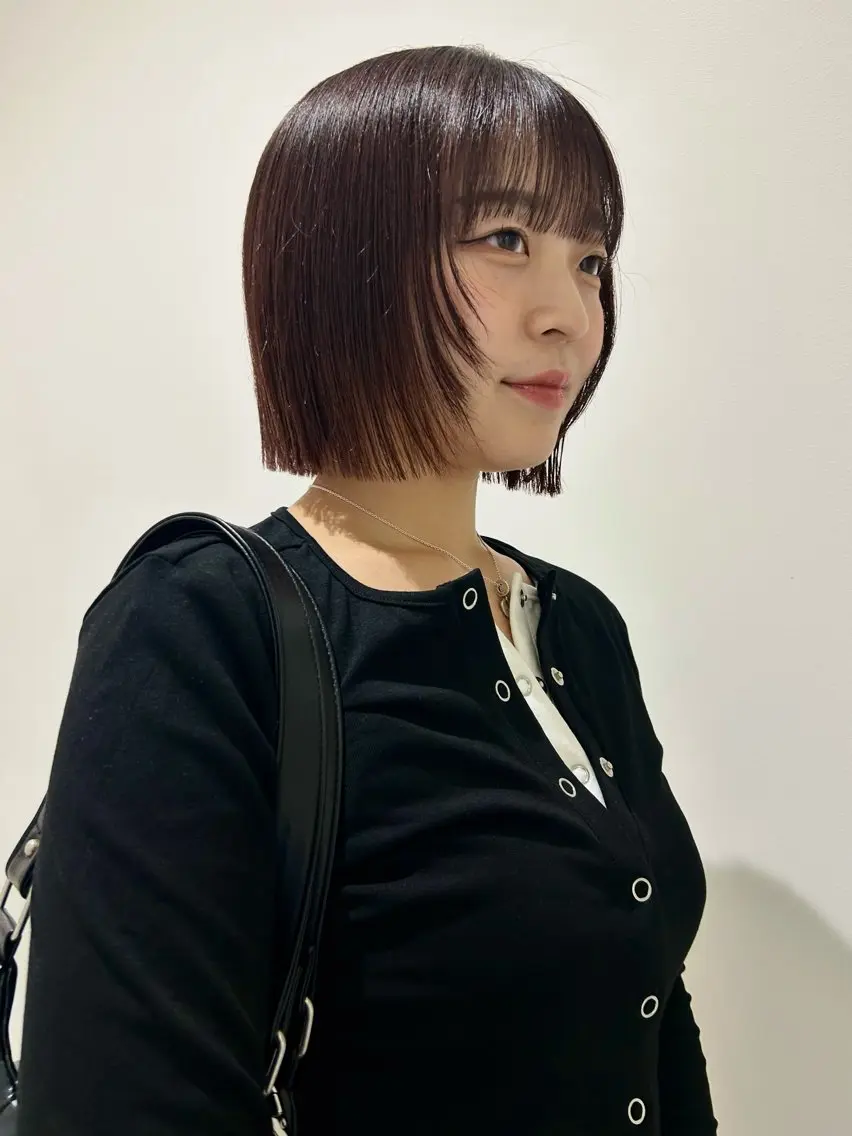 ショート カラー ボブ 顔周りカット レイヤーカット カット 👔ボブ﹨髪質改善 ストレート🩳ももかのヘアスタイル