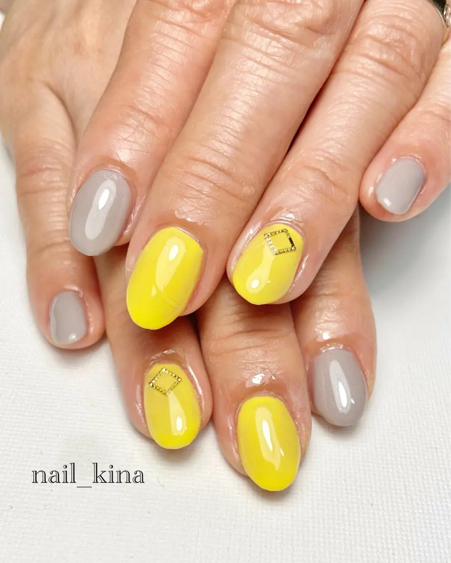 ネイル ワンカラーネイル 春ネイル 黄色 nail_ kinaのネイルデザイン