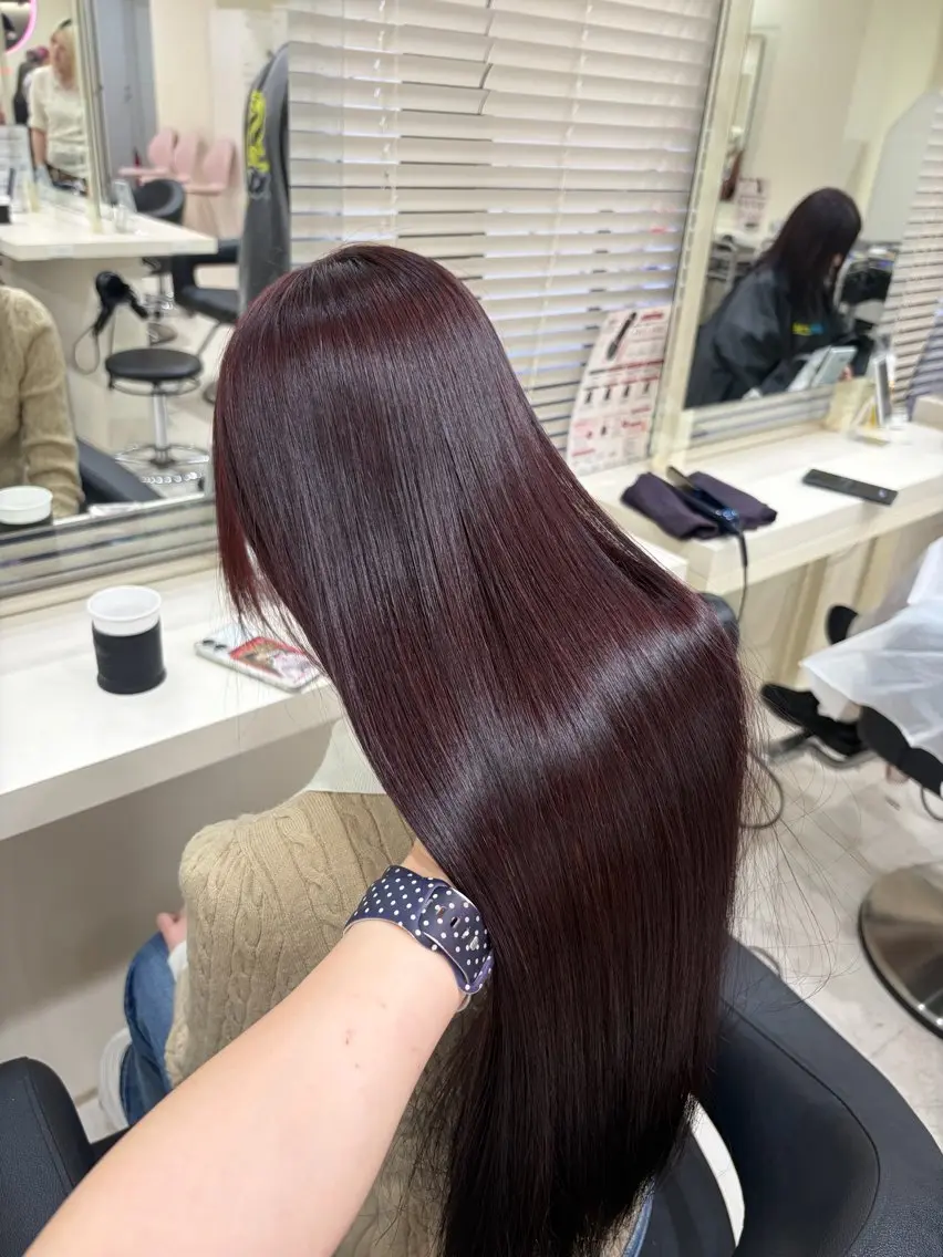 カラー ヘアカラー ヘッドスパ ヘアセット 🍒ブリーチなし🍒 暖色🍒YUUNAのヘアスタイル