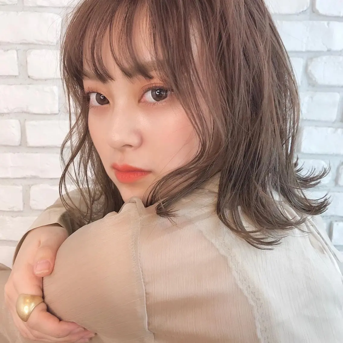 ミディアム カラー ヘアアレンジ 対馬 粘音のヘアスタイル