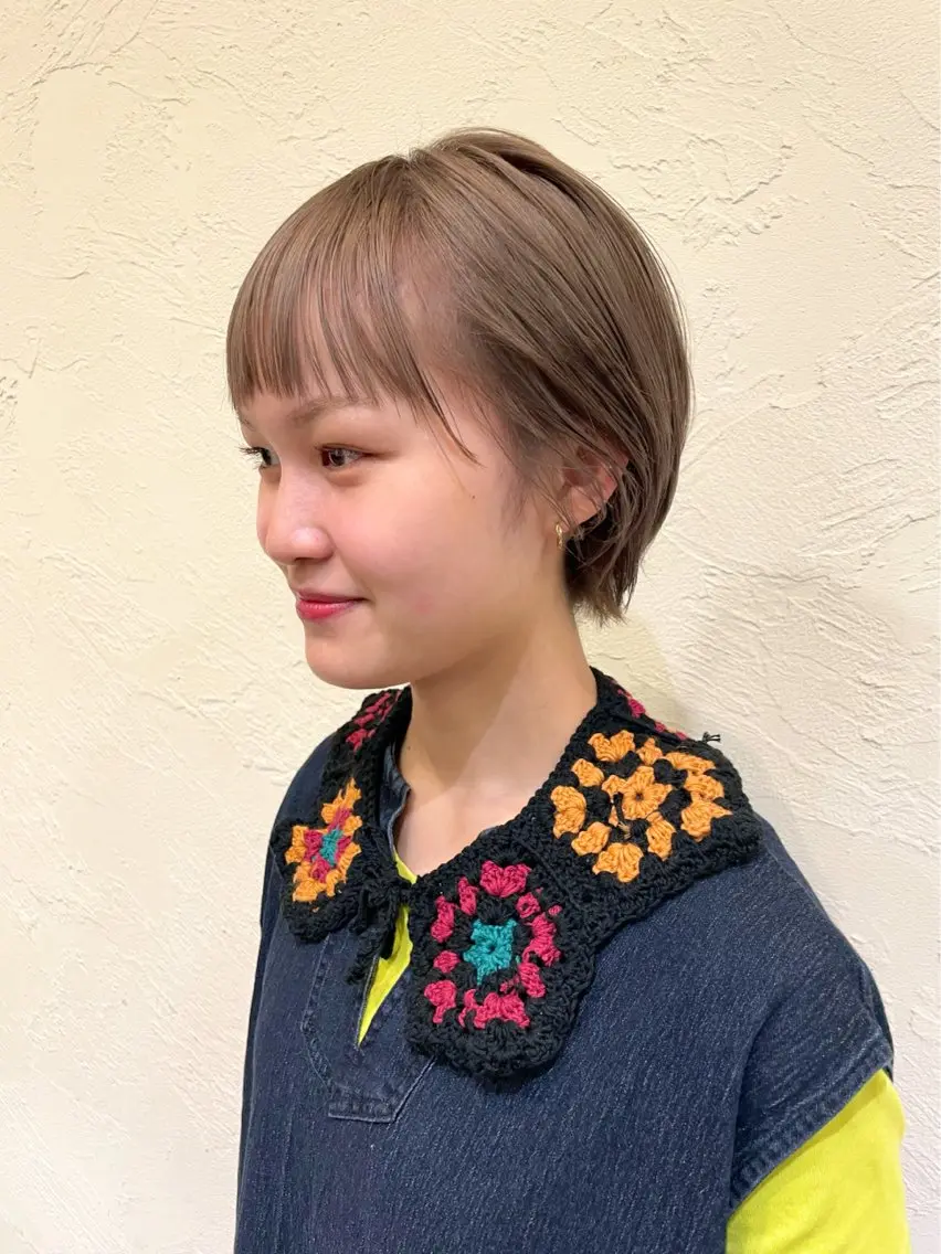 ショート カラー ベージュカラー ハイトーンカラー ヘアカラー ハイトーン/デザイン カラー/るいのヘアスタイル
