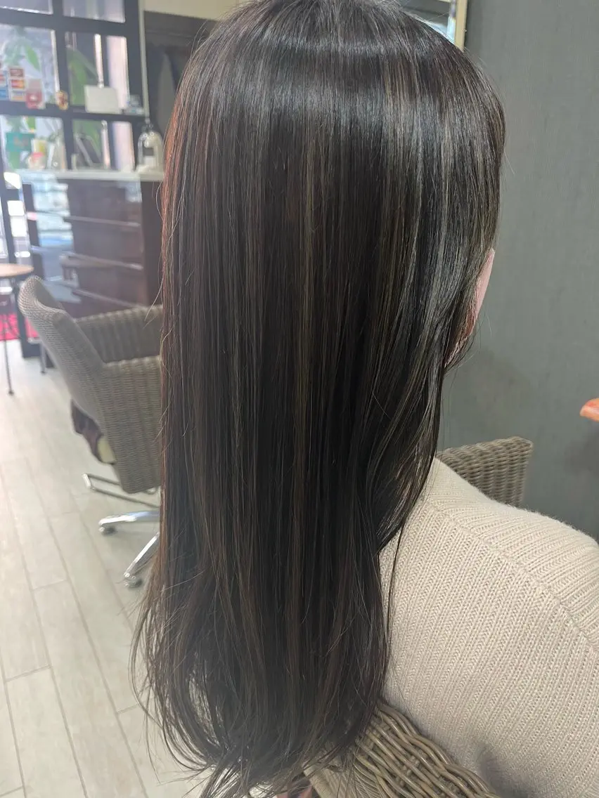 ロング カラー ハイライトカラー ハイライト カット ヘアカラー ママ美容師 ＊ヒマワリのヘアスタイル
