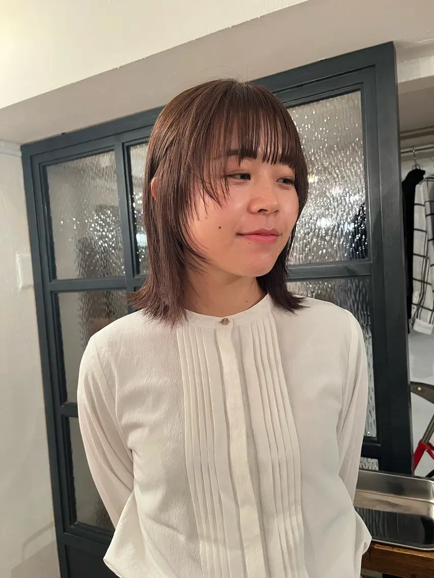 ミディアム カラー グレージュ 顔周りカット 🧸メンズカット 🧸conatsuのヘアスタイル