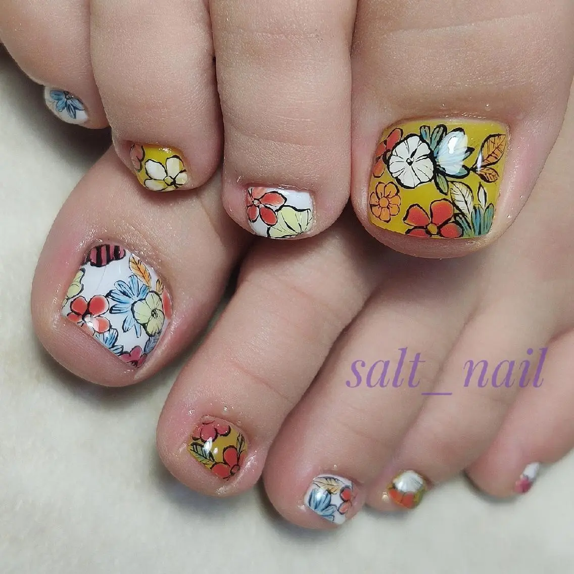 ネイル アートネイル フラワーネイル フットネイル 個人サロン saltnailのネイルデザイン