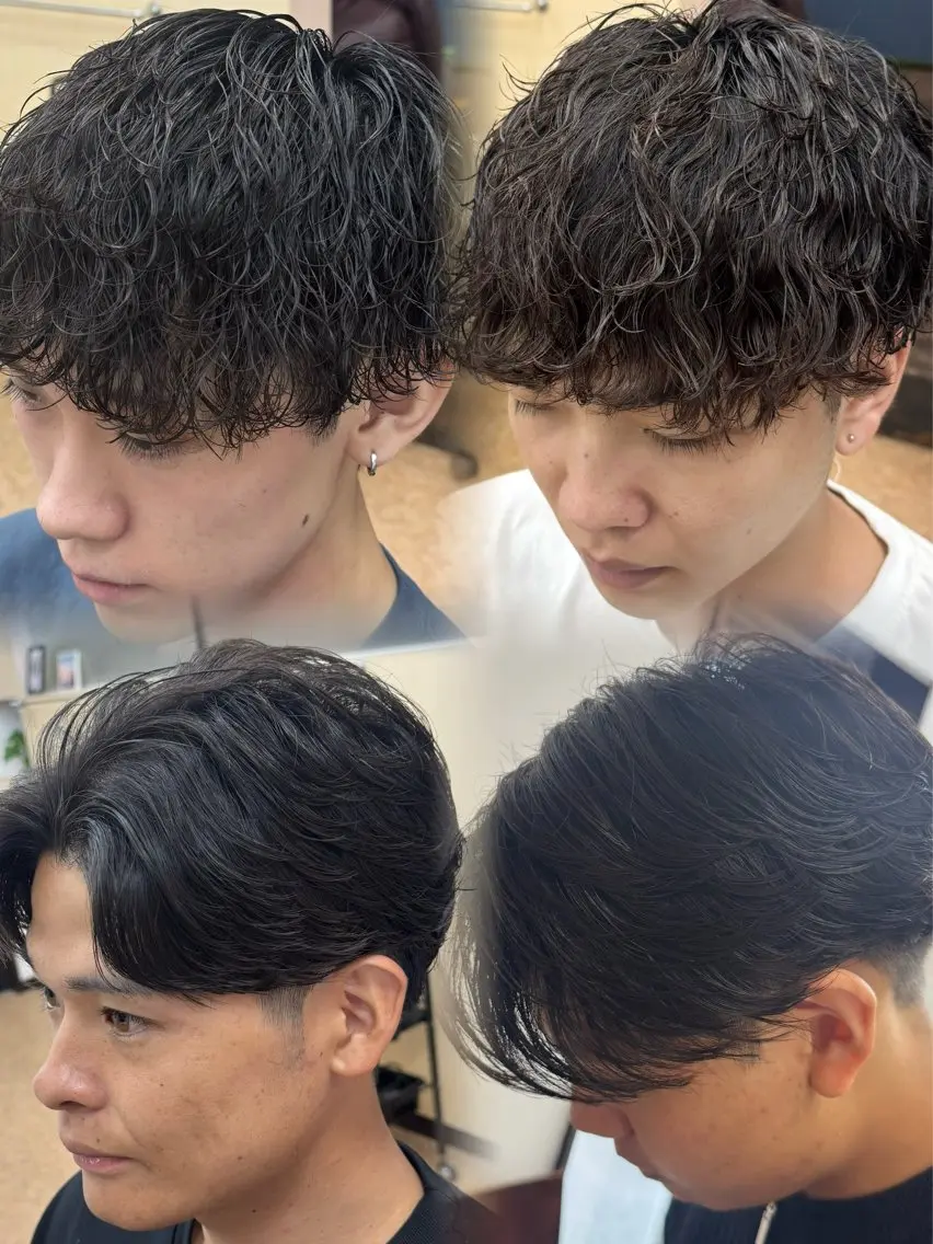 ミディアム メンズ ミディアムパーマ メンズパーマ カット パーマ 焼津メンズパーマ特化 大石雄生のヘアスタイル