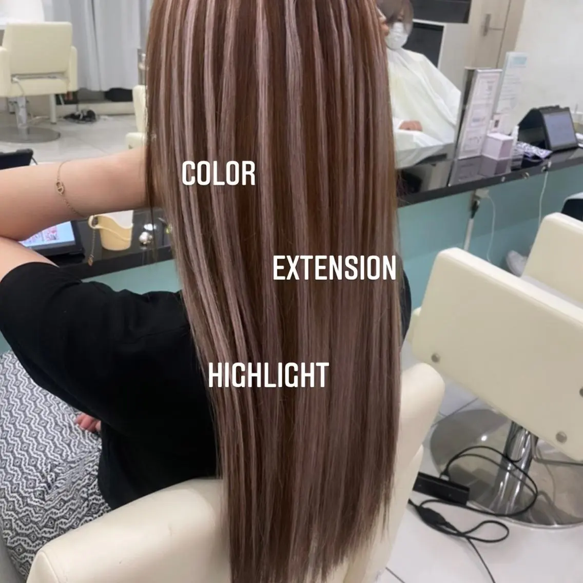 ロング カラー エクステ🩵ブリーチ 韓国ヘア🩵KAEのヘアスタイル