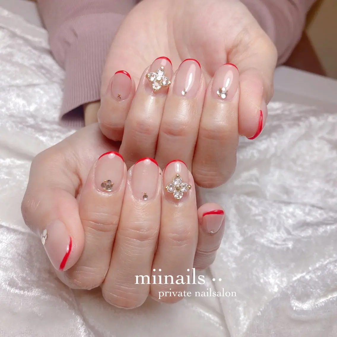 ネイル フレンチネイル 韓国ネイル ワンホンネイル ハンドネイル nailsalon miinailsのネイルデザイン