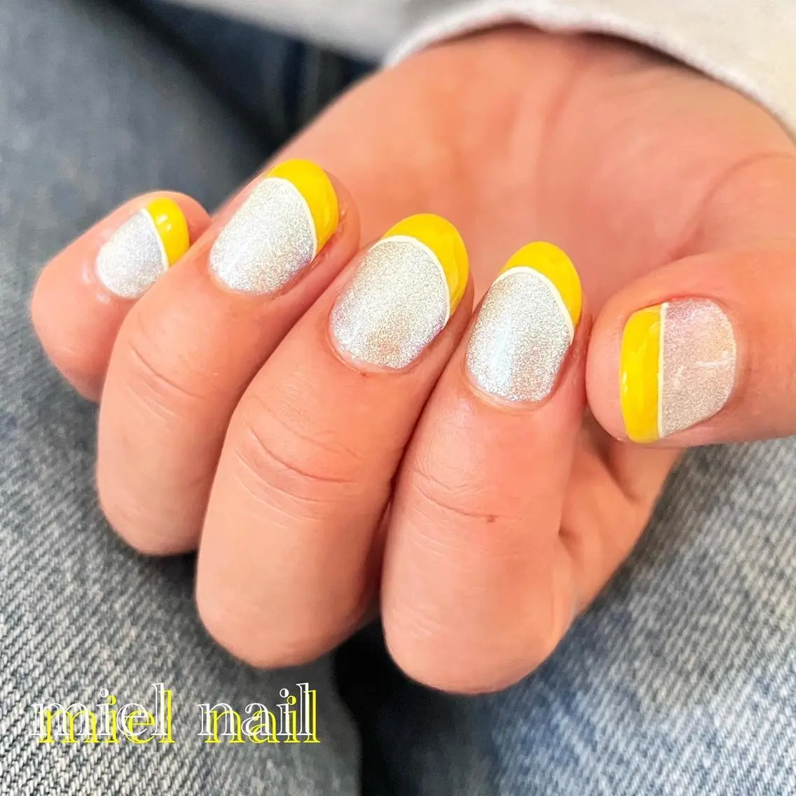 ネイル フレンチネイル マグネットネイル シンプルネイル 春ネイル ハンドネイル miel nailのネイルデザイン