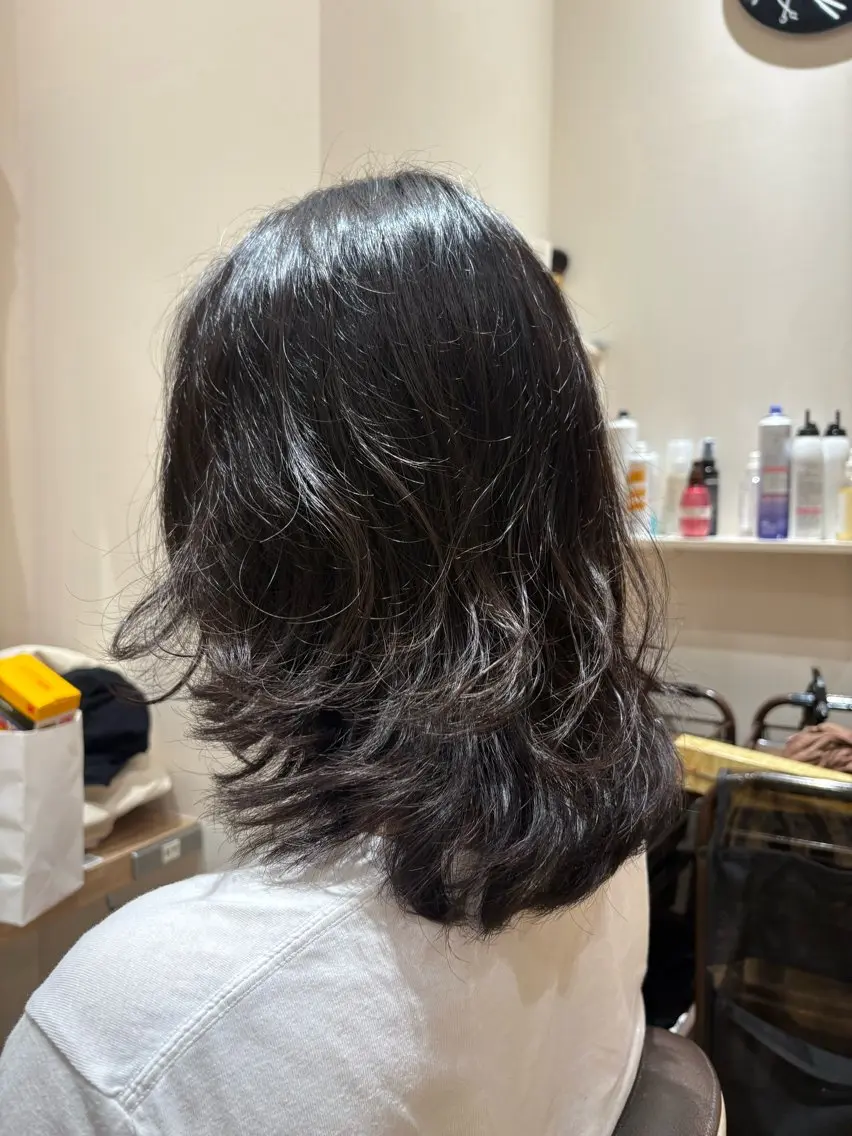 ロング パーマ 阪間 遼平のヘアスタイル