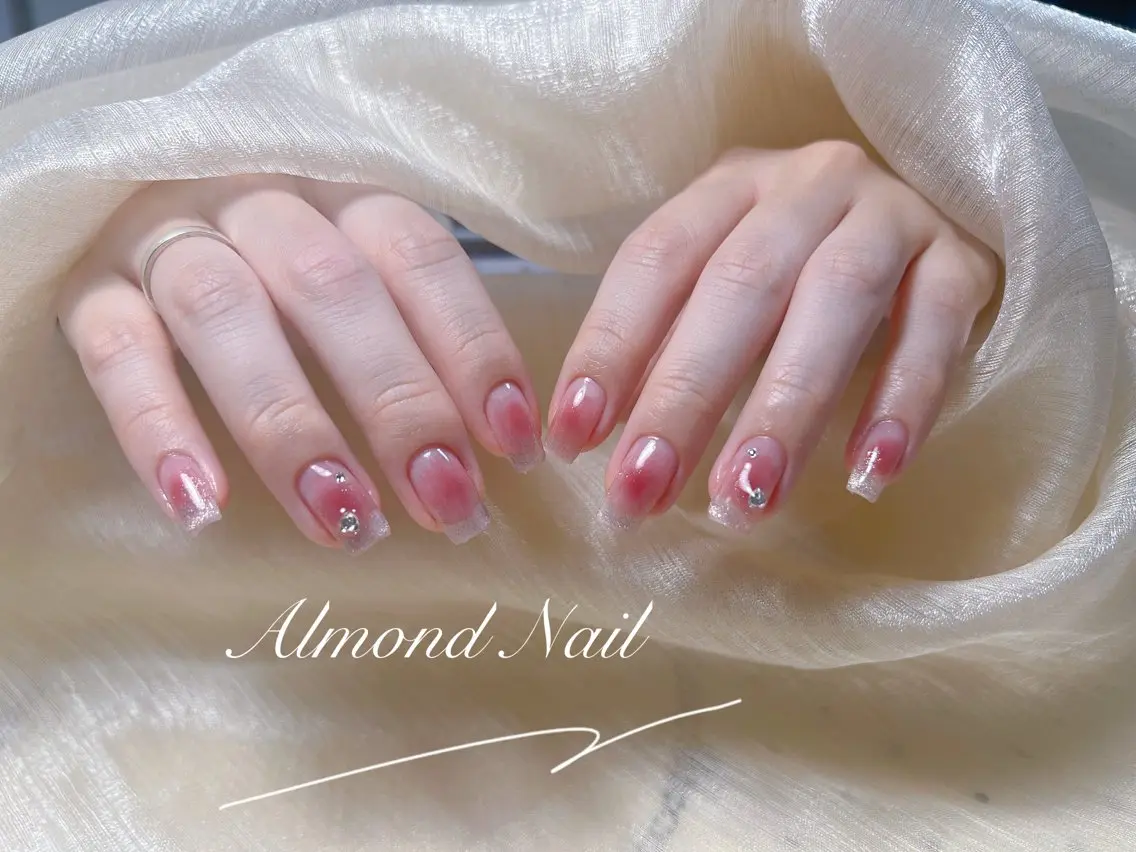 ネイル 長さ出し フラッシュネイル フットネイル フレンチネイル ジェルネイル Almond Nail 亀戸のネイルデザイン