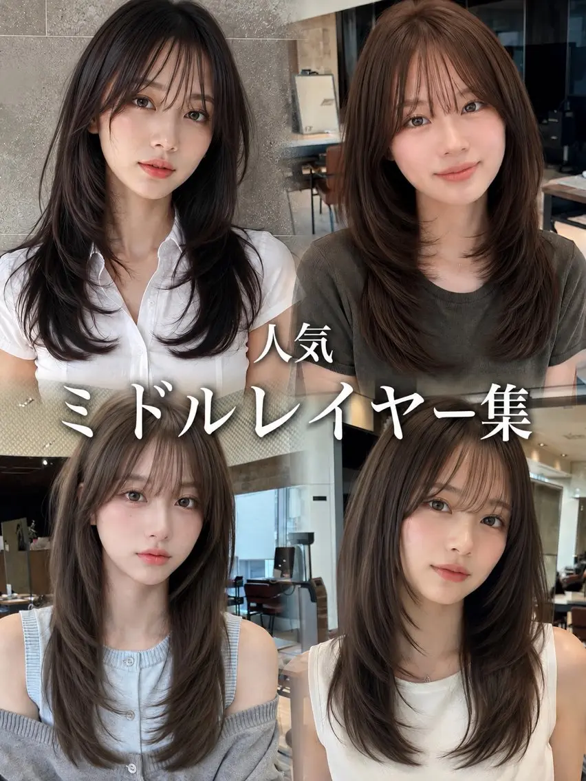 セミロング トリートメント カット ヘアカラー 透明感カラー/韓国レ イヤー/宮下知也のヘアスタイル