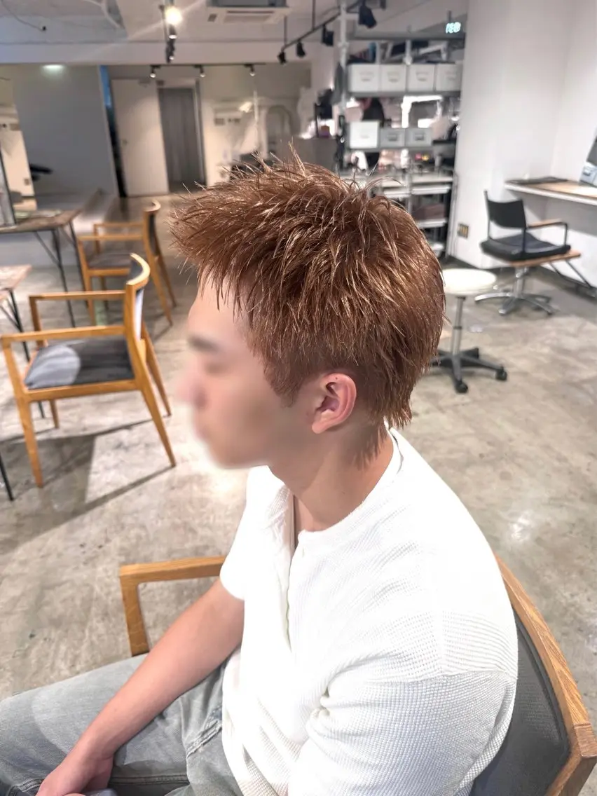 ショート カラー ベージュカラー ブリーチ ミルクティーベージュ ヘアカラー トリートメント 🫧ブリーチカラー/ 透明感/メンズ/みきのヘアスタイル