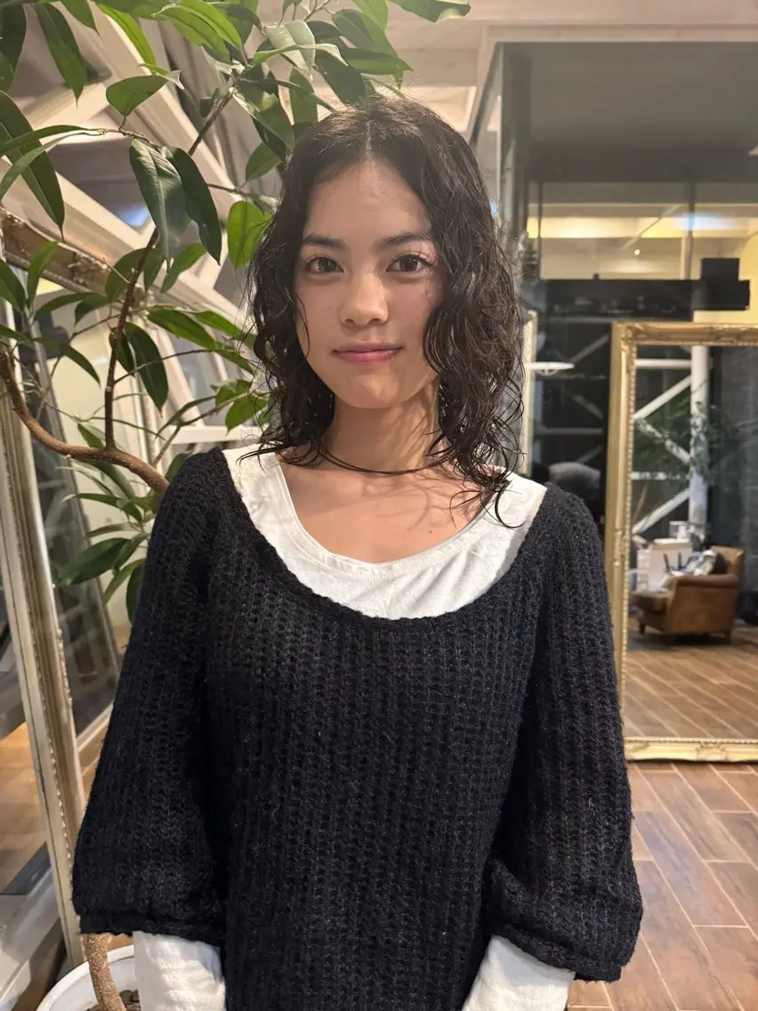 セミロング パーマ セミロングパーマ 村上 輝のヘアスタイル