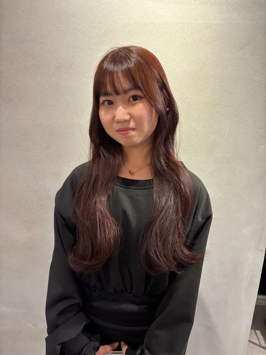 ロング カラー ブラウンカラー ピンクカラー ピンクブラウン 野口 咲愛のヘアスタイル