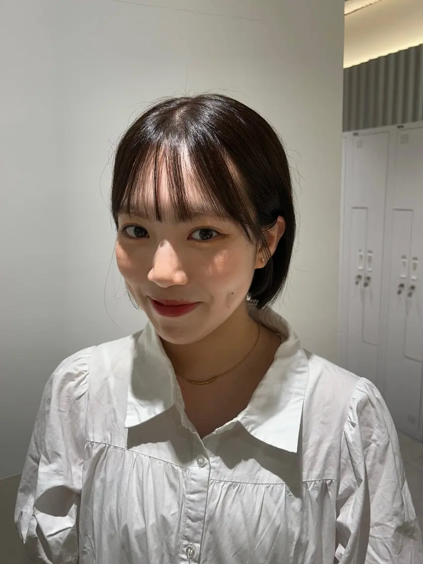 ショート ボブ ヘアカラー トリートメント 🫒オリーブ/透け感 レイヤー🌿モエカのヘアスタイル