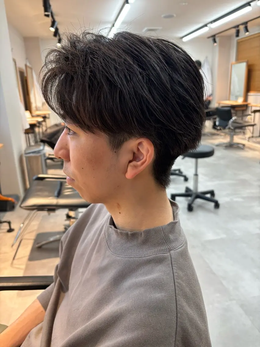 メンズ ビジネス メンズショート カット 保立フェザーパーマ 大人メンズヘア船橋駅のヘアスタイル