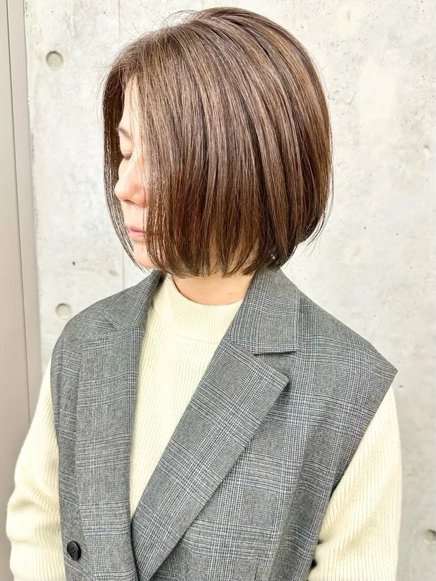ミディアム カラー カット ヘッドスパ ボブ/ゆるふわ ボブパーマ/とういのヘアスタイル