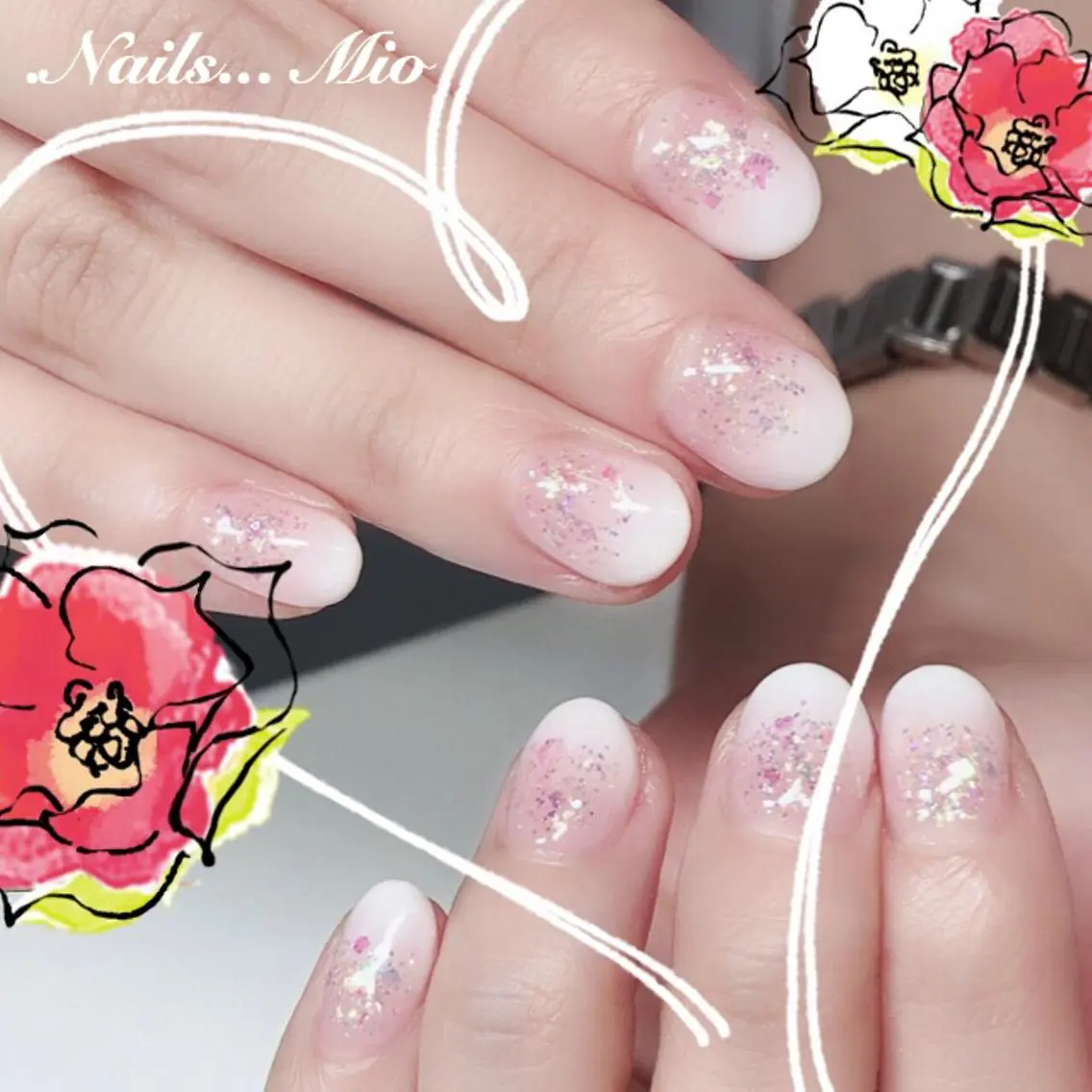 ネイル グラデーション ホワイト .Nails Mio 赤羽西ネイルサロンのネイルデザイン