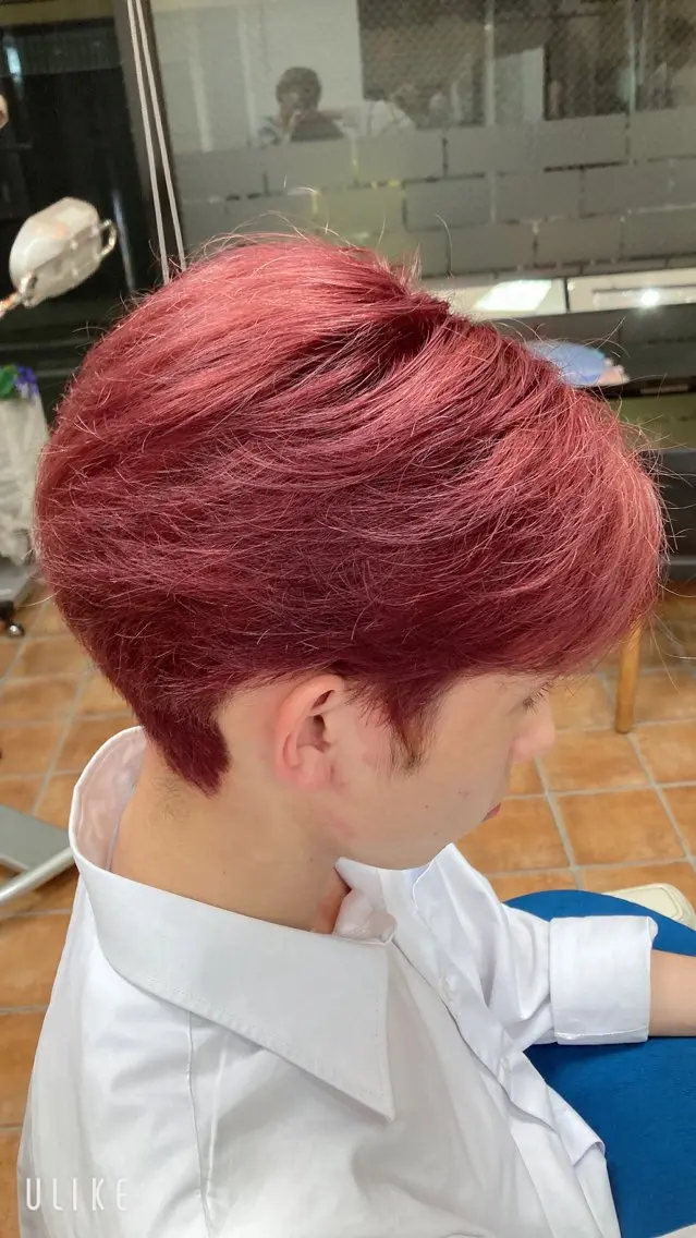 ショート カラー メンズ ダブルカラー ピンクカラー ヘアカラー トリートメント 縮毛矯正/ /関内/あべももこのヘアスタイル