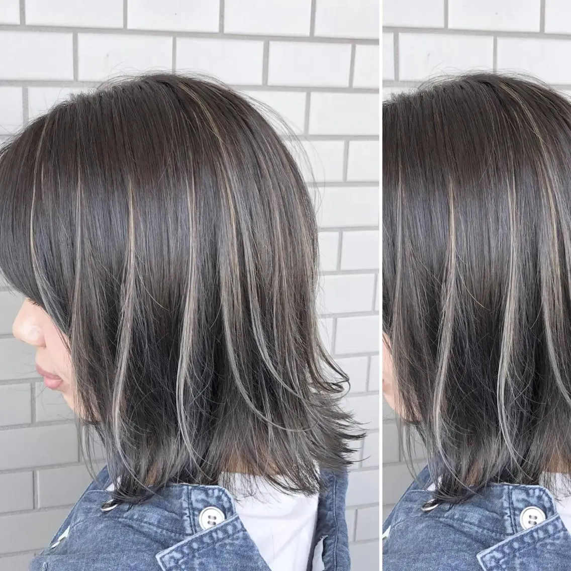 ミディアム カラー JuNブリーチに 縮毛矯正するプロのヘアスタイル