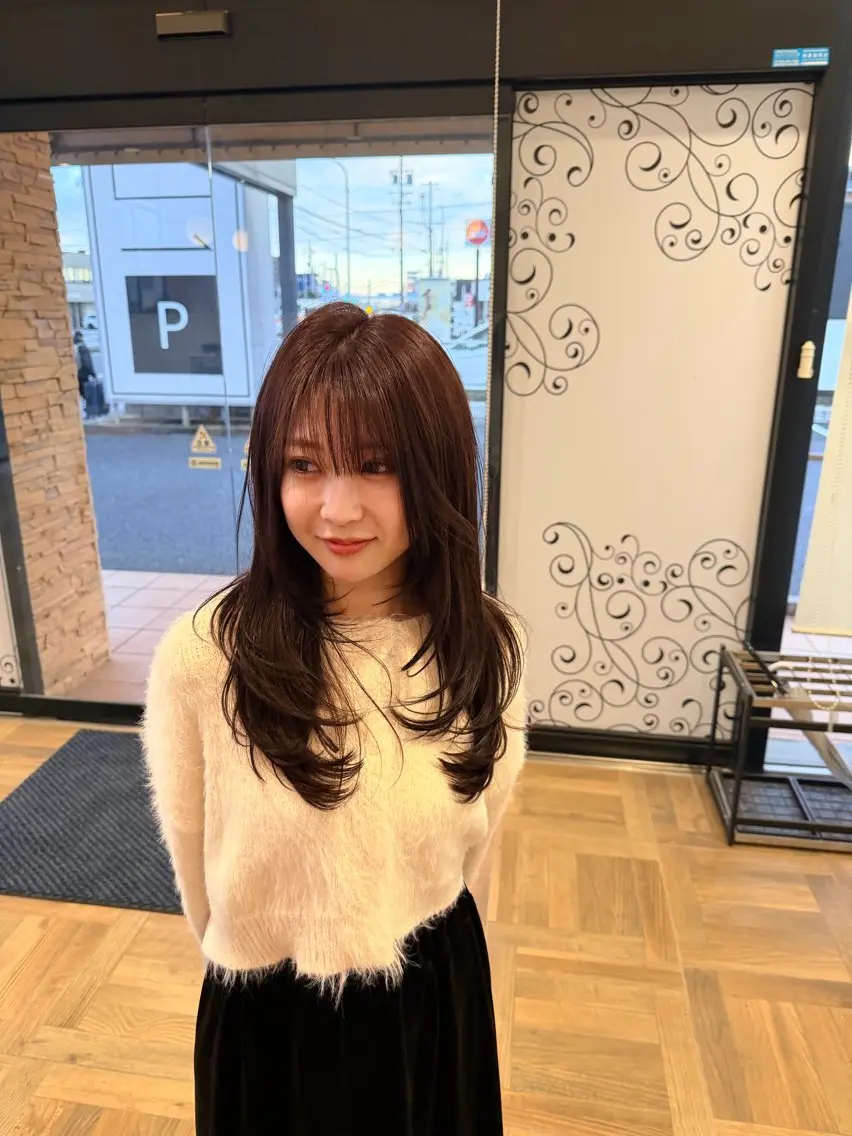セミロング カラー ベージュカラー レイヤーカット 🇰🇷韓国ヘア/ 山本瑞己のヘアスタイル