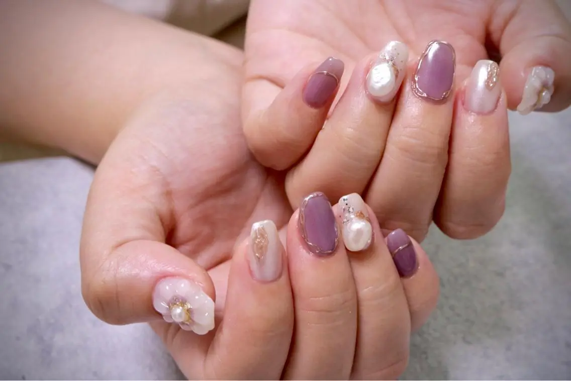 ネイル オーロラネイル カジュアル フラッシュネイル ジェルネイル ラメ(グリッター) ハンドネイル MH Nailのネイルデザイン