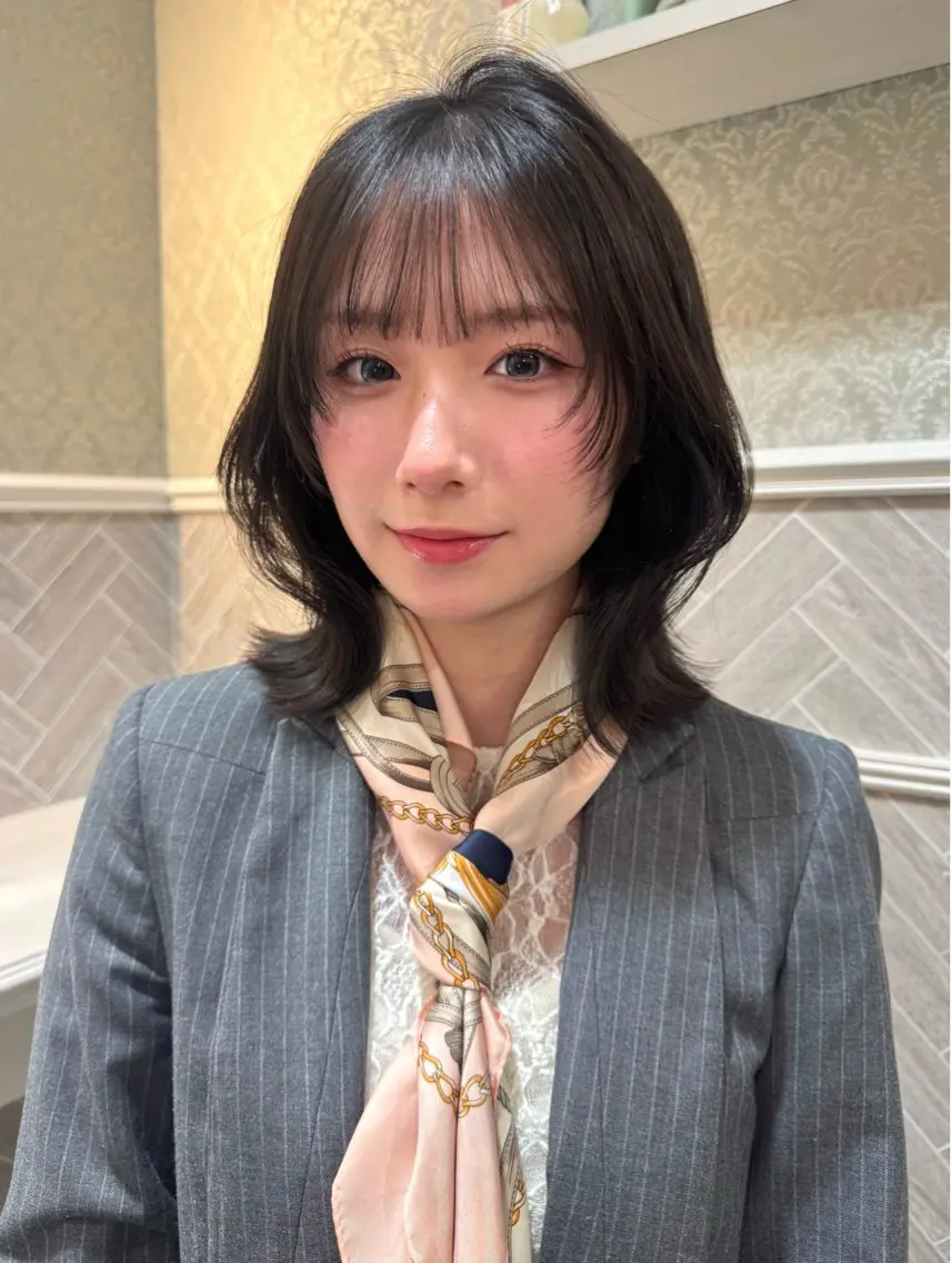 ミディアム カット ヘアカラー トリートメント ボブ/透明感カラー /艶髪/しなる🌷のヘアスタイル