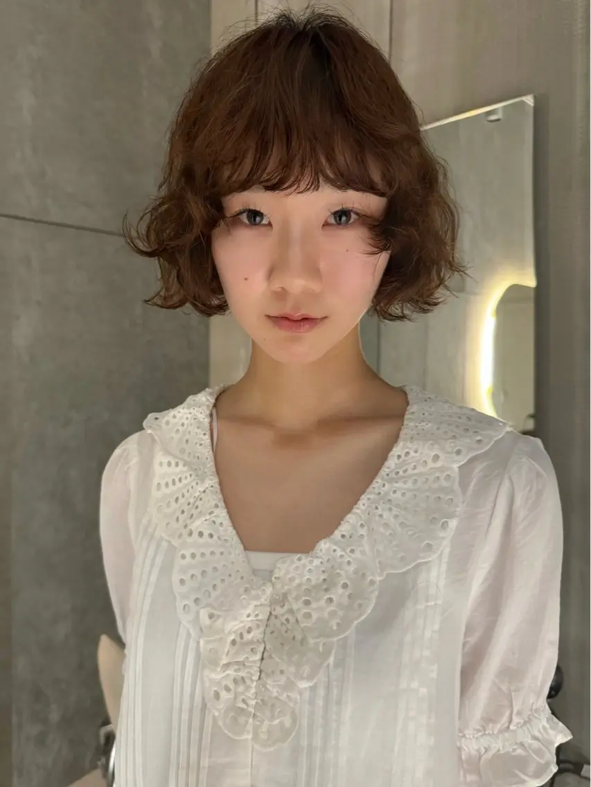 ショート パーマ ボブ デジタルパーマ カット パーマ トリートメント 西山 凜のヘアスタイル