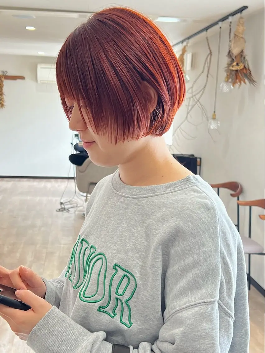 ショート カラー ショートボブ ボブ ショートヘア カット ヘアカラー トリートメント 🌱小顔魅せショート 髪質改善カラー/泉綺のヘアスタイル