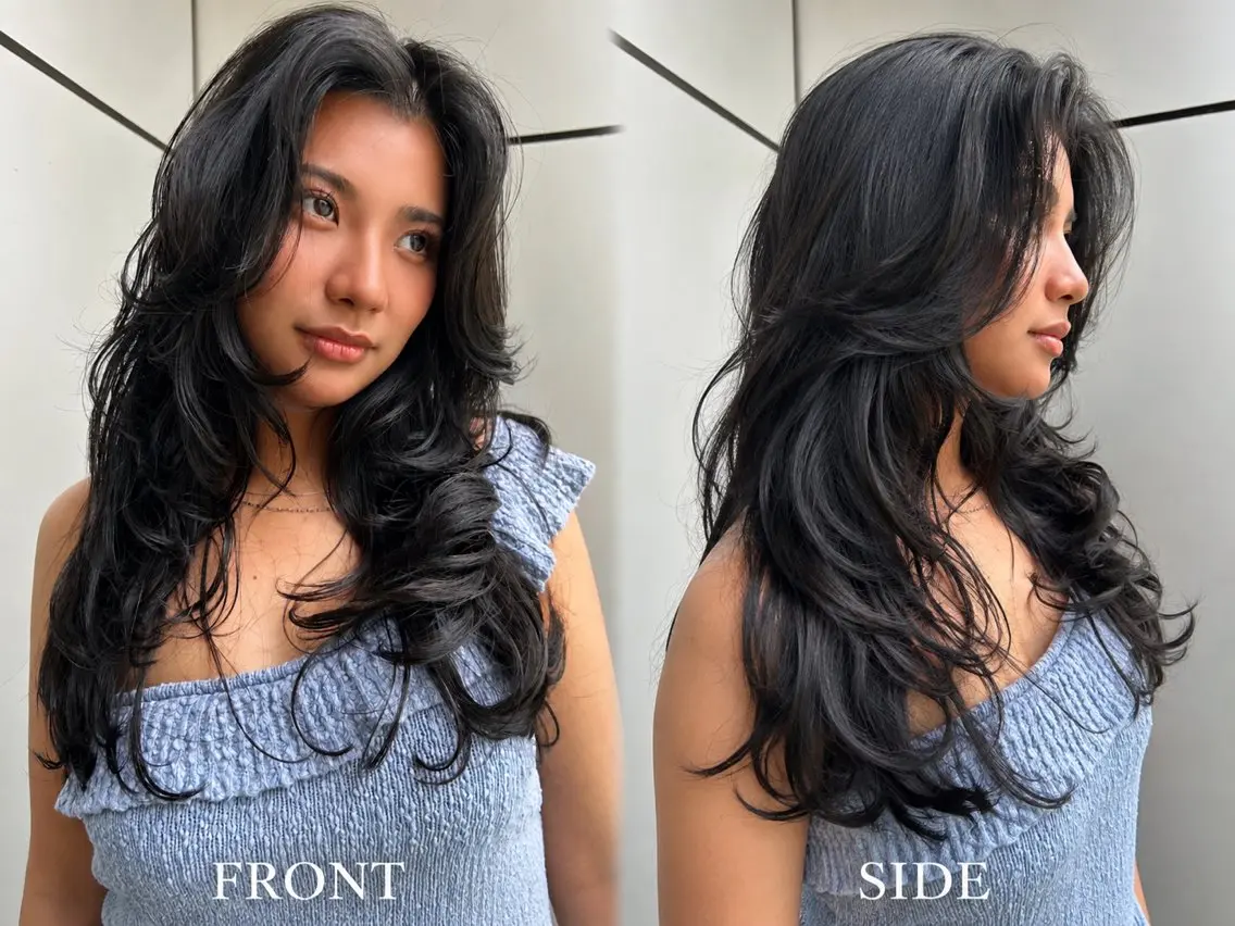 ロング カラー カット ヘアカラー トリートメント 🍒海外レイヤー/ ダブルカラーMomoのヘアスタイル