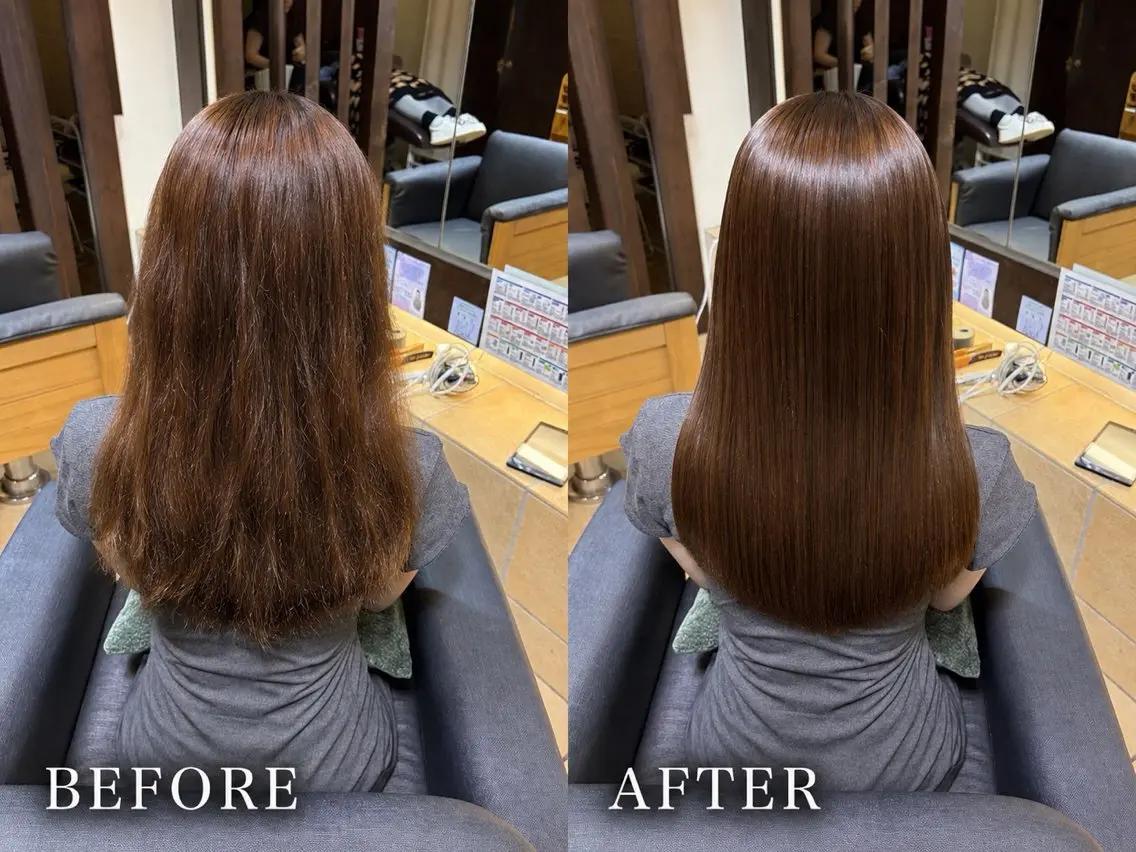 セミロング カット ヘアカラー ボブカット艶髪 矯正濱川響太のヘアスタイル