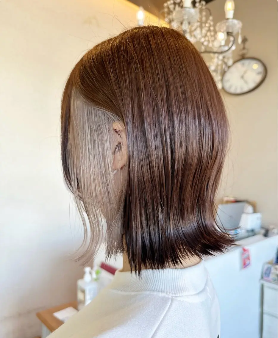 ミディアム ヘアカラー ツヤ髪質改善 💜れいな💜のヘアスタイル