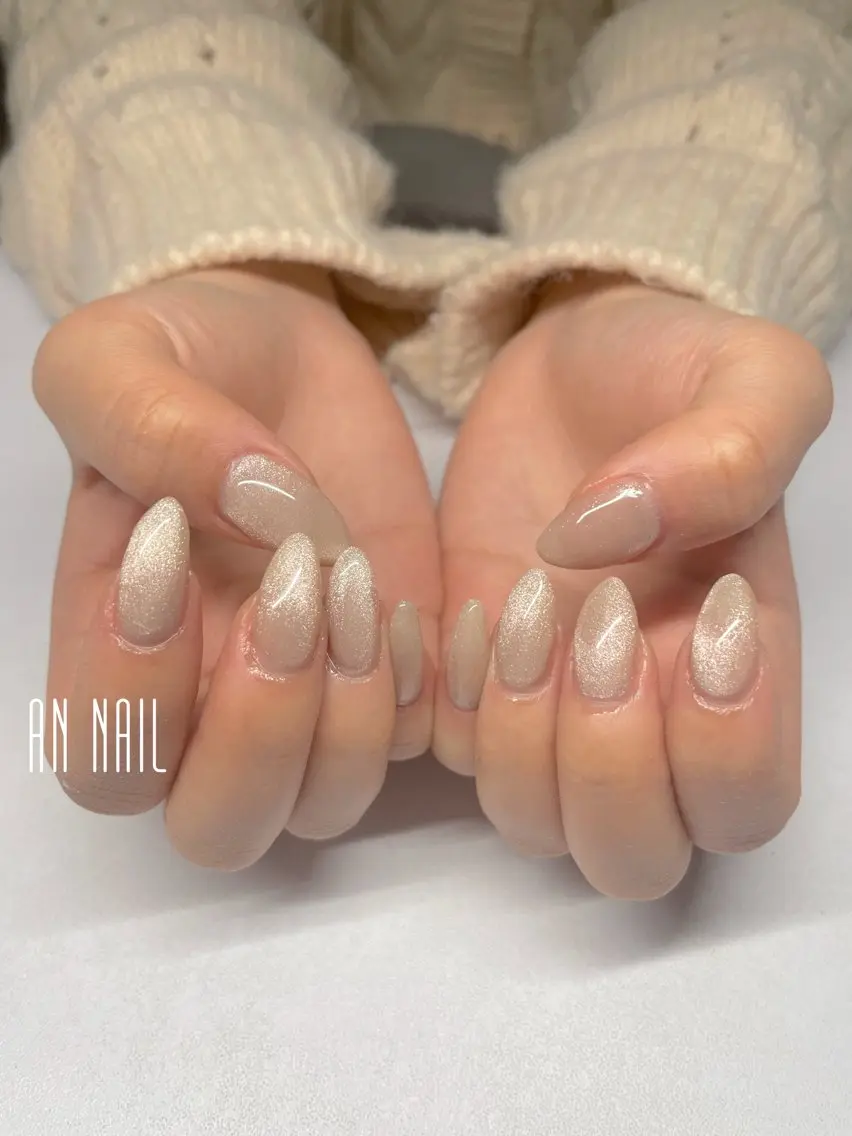ネイル キラキラネイル マグネットネイル 春ネイル ハンドネイル AN Nailのネイルデザイン