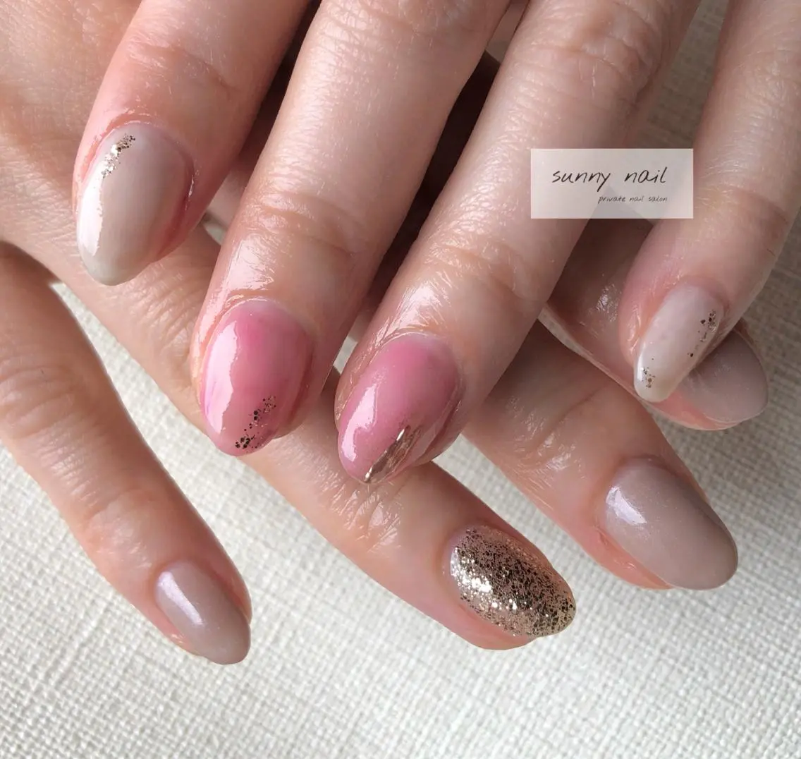 ネイル カジュアル ジェルネイル ミラーネイル ニュアンスネイル パラジェル sunny nailのネイルデザイン