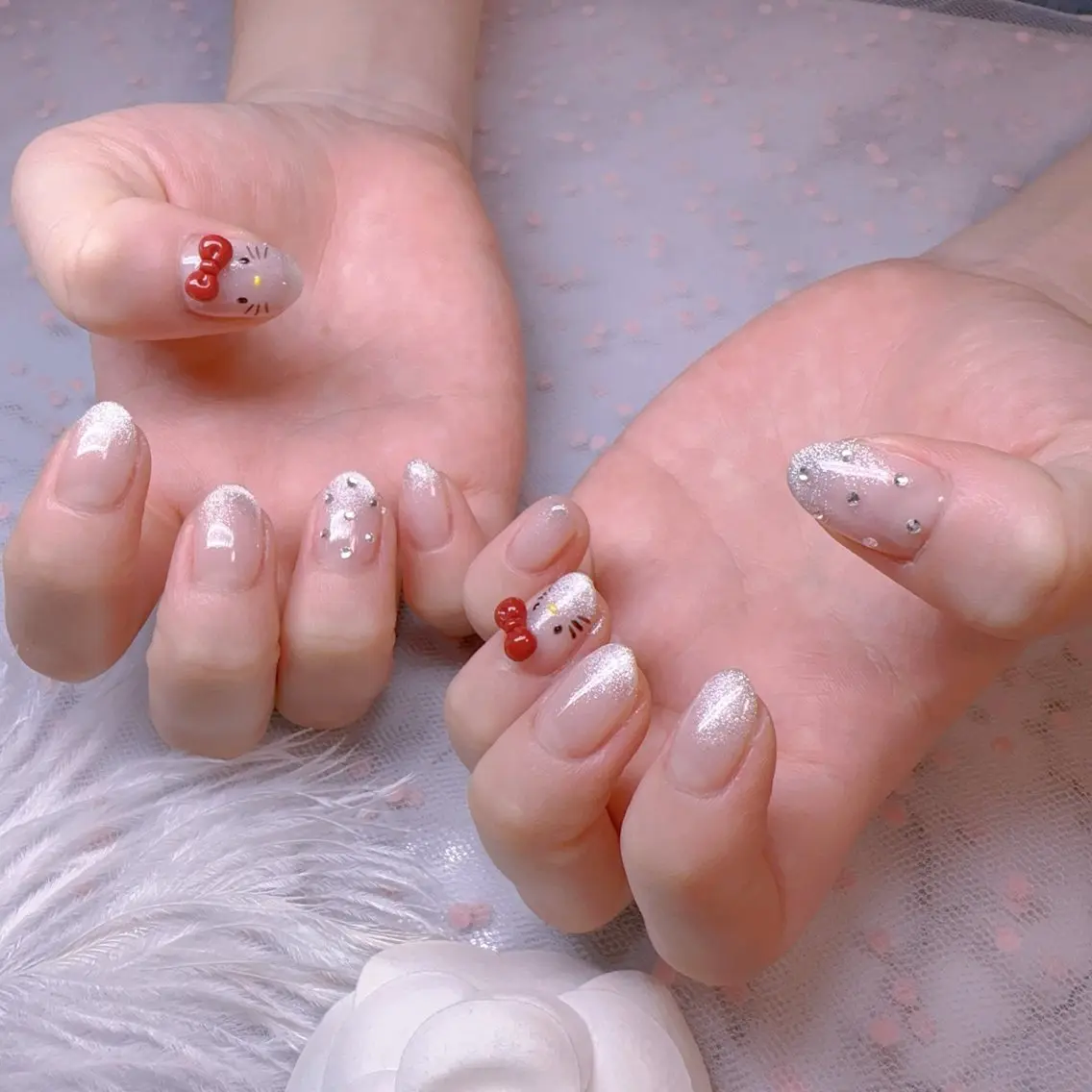 ネイル オーロラネイル フットネイル 韓国ネイル ラメ(グリッター) ラメグラデーション ハンドネイル Belle nail salon 新小岩のネイルデザイン