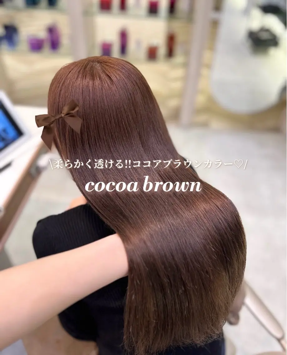 ロング カラー ブリーチ ブラウンカラー ココアブラウン ブリーチなしカラー ヘアカラー トリートメント 暖色⌇縮毛矯正⌇ 𝐀𝐤𝐚𝐫𝐢のヘアスタイル
